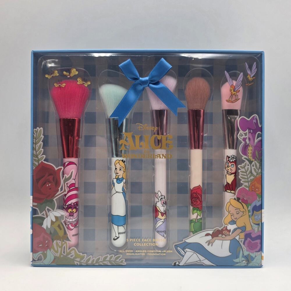 Disney Alice In Wonderland - 5 Piece Face Brush Full Size Collection New